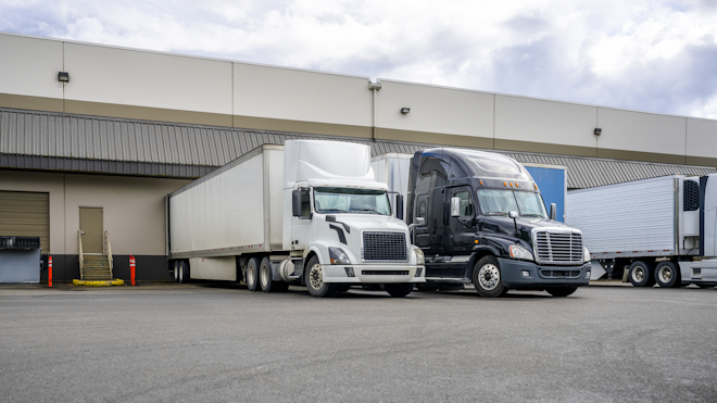 Trucks Loading Dock Dreamstime Vitpho 188130029