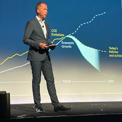 Mathias Carlbaum, president and CEO of Navistar, delivers an ACT Expo 2022 keynote. Mathias Carlbaum, president and CEO of Navistar, delivers an ACT Expo 2022 keynote.