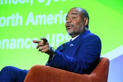 Carlton Rose, UPS Inc.'s president of global fleet maintenance, speaks during an executive roundtable on the main stage at ACT Expo 2022. Carlton Rose, UPS Inc.'s president of global fleet maintenance, speaks during an executive roundtable on the main stage at ACT Expo 2022.