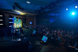 David Carson, Daimler Truck North America’s SVP of sales and marketing, speaks during the opening main stage session of ACT Expo 2022. David Carson, Daimler Truck North America’s SVP of sales and marketing, speaks during the opening main stage session of ACT Expo 2022.