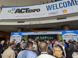 Attendees head to the exhibition floor opening at ACT Expo 2022 on May 9, 2022, in Long Beach, California. Attendees head to the exhibition floor opening at ACT Expo 2022 on May 9, 2022, in Long Beach, California.