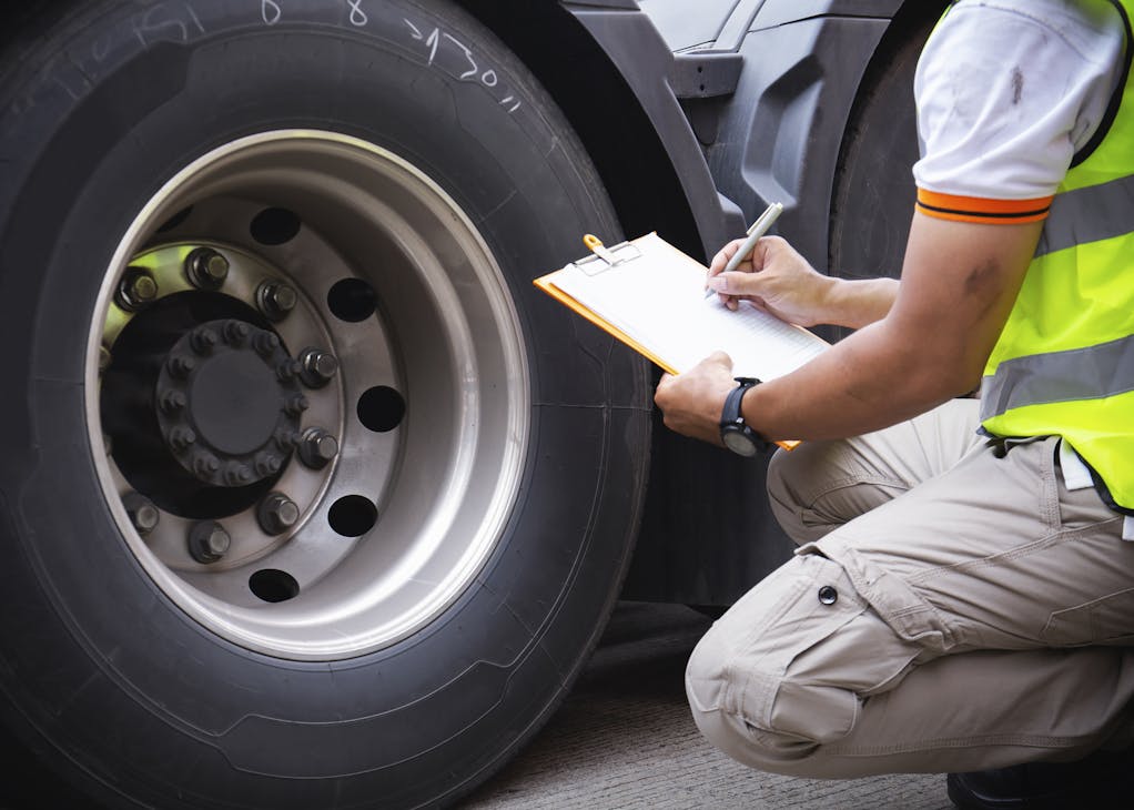 Like the inflation pressure, you can’t just check the tread depth on one tire. At a minimum, they should be checked across the axle in steer, drive, and trailer positions. Ideally, all the tread depths are recorded in each of the major grooves. Like the inflation pressure, you can’t just check the tread depth on one tire. At a minimum, they should be checked across the axle in steer, drive, and trailer positions. Ideally, all the tread depths are recorded in each of the major grooves.