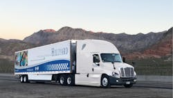 A long-haul Hillyard tractor-trailer on the road in Utah. A long-haul Hillyard tractor-trailer on the road in Utah.