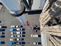 The view from the top of a PG&E boom on one of the fleet's 'trouble trucks.' The view from the top of a PG&E boom on one of the fleet's 'trouble trucks.'