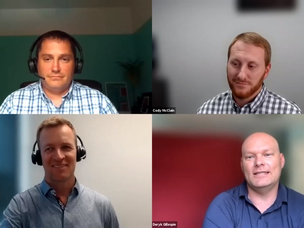 Deryk Gillespie, Trimac&rsquo;s VP of technology and innovation, and Isaac co-founder Jean-S&eacute;bastien Bouchard (bottom left) discussed Trimac&rsquo;s partnership with Isaac last summer during a Truckload Carriers Association webinar on real-time driver coaching.