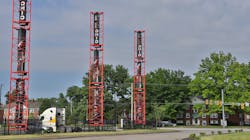 Pitt Ohio employs eight 60-ft. WindStax turbines, along with solar panels, to power the Cleveland shop and terminal, as well as its electric trucks. Pitt Ohio employs eight 60-ft. WindStax turbines, along with solar panels, to power the Cleveland shop and terminal, as well as its electric trucks.