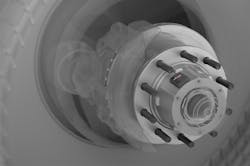 ConMet's PreSet Plus SmartHub installs to the barrel of the wheel hub and transmits data to an onboard “gateway.” ConMet's PreSet Plus SmartHub installs to the barrel of the wheel hub and transmits data to an onboard “gateway.”