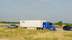A Travis County deputy demonstrated how law enforcement would interact with an Embark-powered autonomous tractor-trailer on State Route 130 in Texas. A Travis County deputy demonstrated how law enforcement would interact with an Embark-powered autonomous tractor-trailer on State Route 130 in Texas.