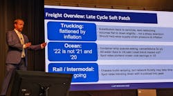 Tim Denoyer, ACT Research VP and senior analyst, discusses economic conditions during ACT's Seminar 67 on Aug. 25 in Columbus, Indiana. Tim Denoyer, ACT Research VP and senior analyst, discusses economic conditions during ACT's Seminar 67 on Aug. 25 in Columbus, Indiana.