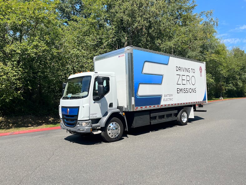 The K270E is a Class 6 battery-electric truck with a range up to 200 miles. It recharges in two hours and is designed for local distribution and pickup-and-delivery and last-mile applications. It has been available for order since 2021.