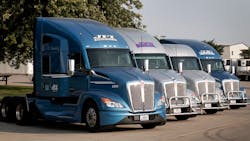 Kenworth trucks from Johnson Feed&apos;s fleet in South Dakota.