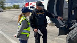 Robin Hutcheson observes a commercial vehicle inspection after becoming FMCSA acting administrator. Robin Hutcheson observes a commercial vehicle inspection after becoming FMCSA acting administrator.