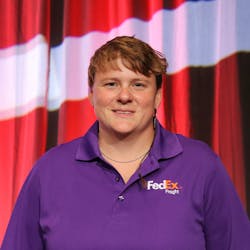 FedEx Freight shop technician Bonnie Greenwood placed second at TMCSuperTech 2022, the highest ever for a female technician. FedEx Freight shop technician Bonnie Greenwood placed second at TMCSuperTech 2022, the highest ever for a female technician.