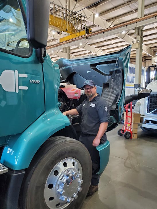 Expressway Trucks has two technicians trained to service battery-electric trucks. Expressway Trucks has two technicians trained to service battery-electric trucks.