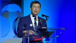 Transportation Secretary Pete Buttigieg addressed industry stakeholders during ATA's 2022 Management Conference & Exhibition in San Diego. Transportation Secretary Pete Buttigieg addressed industry stakeholders during ATA's 2022 Management Conference & Exhibition in San Diego.