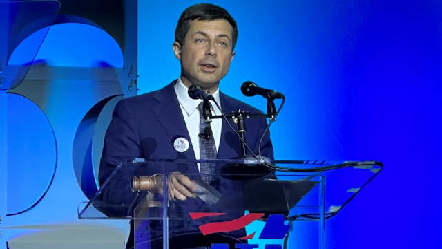 Transportation Secretary Pete Buttigieg addressed industry stakeholders during ATA&apos;s 2022 Management Conference &amp; Exhibition in San Diego.