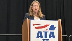 Federal Motor Carrier Safety Administration administrator Robin Hutcheson at ATA's MCE 2022. Federal Motor Carrier Safety Administration administrator Robin Hutcheson at ATA's MCE 2022.