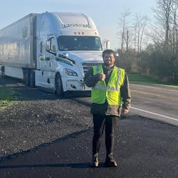 Leonard's Express driver John Decker helped deliver materials and equipment for the all-inclusive playground. Leonard's Express driver John Decker helped deliver materials and equipment for the all-inclusive playground.