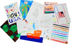 These cards and letters are like those that are included in care packages that go overseas to active-duty personnel as part of Truckers for Troops.