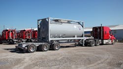 Quality Carriers applied for a patent for its modified 20-ft. tank containers, which feature U.S.-compatible fittings and ground-level vapor recovery. The carrier also is using new sliding drop-deck chassis trailers to transport the tanks in drayage operations. Quality Carriers applied for a patent for its modified 20-ft. tank containers, which feature U.S.-compatible fittings and ground-level vapor recovery. The carrier also is using new sliding drop-deck chassis trailers to transport the tanks in drayage operations.