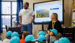 William Quintana, a J.B. Hunt Dedicated Contract Services driver, delivered the company&apos;s Adopt-a-Class program donation to his daughter&rsquo;s classroom this year at Monitor Elementary School in Springdale, Arkansas.