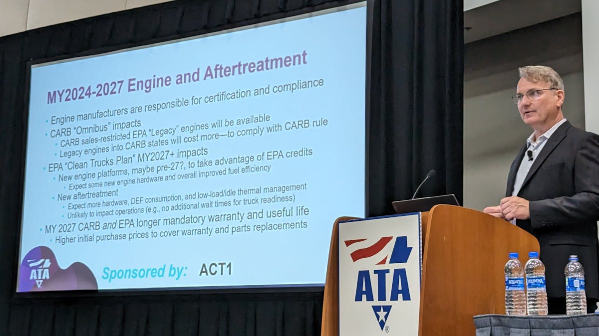 Matthew Spears discusses future engine regulations during American Trucking Associations&rsquo; 2022 Management Conference and Exhibition.
