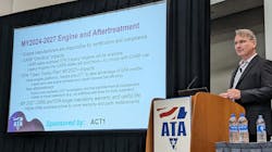 Matthew Spears discusses future engine regulations during American Trucking Associations’ 2022 Management Conference and Exhibition. Matthew Spears discusses future engine regulations during American Trucking Associations’ 2022 Management Conference and Exhibition.