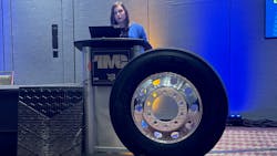 Karen Schwartz, B2B VP of marketing for Michelin North America, details the tire maker's new X Line Energy Z+ steer tire. Karen Schwartz, B2B VP of marketing for Michelin North America, details the tire maker's new X Line Energy Z+ steer tire.
