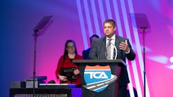 Andrew Winkler, GM of Chief Carriers, accepts the Best Fleet to Drive For award, small carrier. Andrew Winkler, GM of Chief Carriers, accepts the Best Fleet to Drive For award, small carrier.