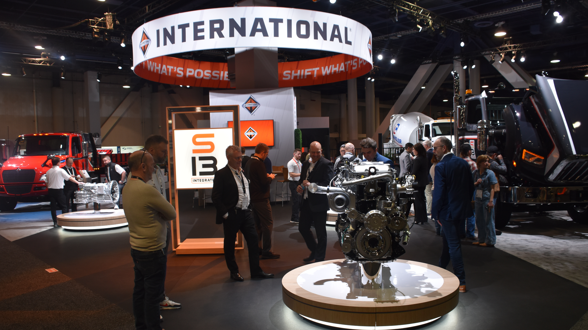 The S13 Integrated Powertrain takes a front-and-center position at International Truck&rsquo;s CONEXPO-CON/AGG 2023 exhibit space.