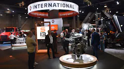 The S13 Integrated Powertrain takes a front-and-center position at International Truck’s CONEXPO-CON/AGG 2023 exhibit space.