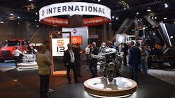 The S13 Integrated Powertrain takes a front-and-center position at International Truck’s CONEXPO-CON/AGG 2023 exhibit space. The S13 Integrated Powertrain takes a front-and-center position at International Truck’s CONEXPO-CON/AGG 2023 exhibit space.