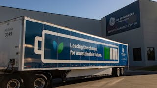 GE Appliances advertises its sustainability efforts on a trailer docked in Kentucky.
