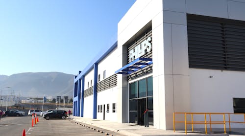 The massive Phillips complex in Arteaga, Coahuila, Mexico, which includes Phillips Industries and Phillips Connect, is surrounded by picturesque mountains.