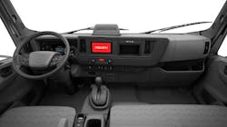 The interior of the new Isuzu N-Series electric Class 5 that features driver and outboard frontal passenger airbags, a new steering wheel position and angle, and a 7-inch color multi-information display, which will be standard equipment on every N-Series EV. The interior of the new Isuzu N-Series electric Class 5 that features driver and outboard frontal passenger airbags, a new steering wheel position and angle, and a 7-inch color multi-information display, which will be standard equipment on every N-Series EV.