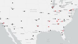 Buying U.S. Xpress, whose locations are noted here in red, will especially fill gaps in Knight-Swift's network in the Southeast. Buying U.S. Xpress, whose locations are noted here in red, will especially fill gaps in Knight-Swift's network in the Southeast.