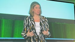 Cummins President and CEO Jennifer Rumsey was the keynote speaker at the Green Truck Summit—and the two speakers who followed her riffed off her advice that fleets be 'agnostic' and open to every alternative-fuel solution, not just battery electric, and consider that most of the efficiency in the trucking industry these days is being achieved by more efficient (but still diesel-burning) engines like the ones her company manufactures. Cummins President and CEO Jennifer Rumsey was the keynote speaker at the Green Truck Summit—and the two speakers who followed her riffed off her advice that fleets be 'agnostic' and open to every alternative-fuel solution, not just battery electric, and consider that most of the efficiency in the trucking industry these days is being achieved by more efficient (but still diesel-burning) engines like the ones her company manufactures.