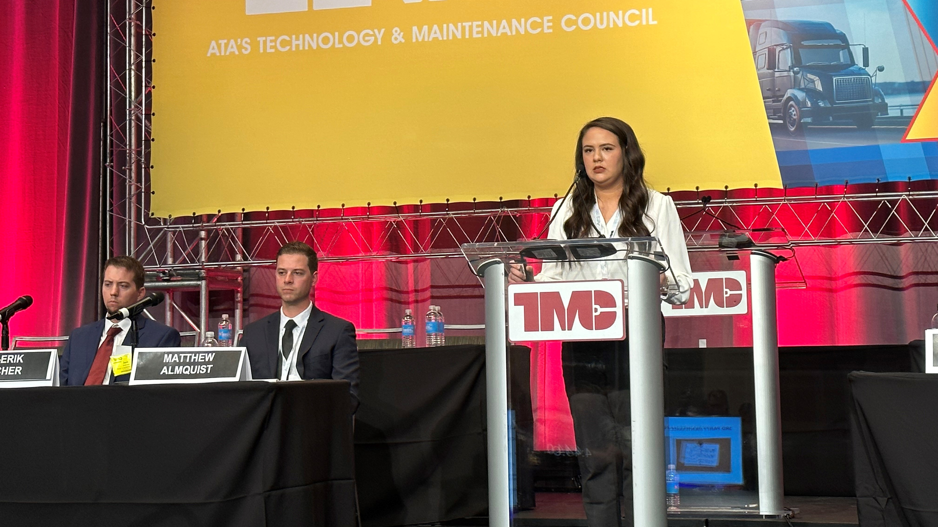 Caitlin Dillion, senior manager of maintenance at Mississippi-based Jones Logistics, details how her fleet has endured ongoing equipment challenges during TMC's 2023 annual meeting.