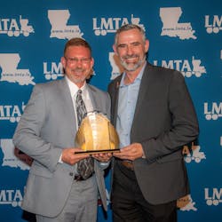 Kenny Stocks (left), LMTA's 2023 Louisiana Safety Professional of the Year Kenny Stocks (left), LMTA's 2023 Louisiana Safety Professional of the Year