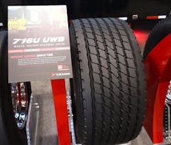 The 716U UWB drive tire, launched in October 2022, is tailored for waste-hauling operations. The 716U UWB drive tire, launched in October 2022, is tailored for waste-hauling operations.