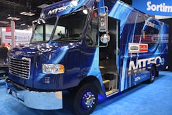 Powered by an exclusive battery system from Proterra, the MT50e features a GVWR of up to 19,000 lbs. and a range of up to 170 miles on a single charge. Powered by an exclusive battery system from Proterra, the MT50e features a GVWR of up to 19,000 lbs. and a range of up to 170 miles on a single charge.