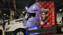 A Wreaths Across America-sponsored truck at the Mid-America Trucking Show 2023 in Louisville.
