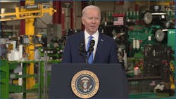 President Joe Biden speaks at Cummins' Fridley, Minnesota, manufacturing plant on April 3. President Joe Biden speaks at Cummins' Fridley, Minnesota, manufacturing plant on April 3.