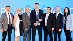Carrier Transicold’s 2022 Dealer of the Year for North America is Reefer Sales & Service. Commemorating the achievement are Joe Porto, director of sales, and Cindy Cady, region director for Canada and Eastern U.S., both from Carrier Transicold; Dominque Barbuto, vice president of Atlantic Carrier Transicold, a division of Reefer Sales & Service; Steve Henwood, Reefer Sales & Service vice president; Brad Otsuka, Reefer Sales & Service general manager; Steve Ruby, Carrier Transicold dealer network manager; and Alice DeBiasio, vice president and general manager for truck trailer Americas and digital solutions at Carrier.