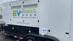 A propane-burning version of the EV PowerPod, which helped charge vehicles used in the ride-and-drive demonstration area in Indianapolis in early March during Work Truck Week 2023.