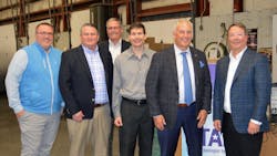 (Left to right): Josh Wilbur, director of human resources (Grote); Brian Blanton, CFO (Grote); Mike Grote, general manager (Star Safety Technologies by Grote); John Green, VP and COO (Star Headlight and Lantern Co.); Christopher D. Jacobs, owner and CEO (Star Headlight and Lantern Co.); Dominic Grote, president (Grote)