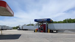 Diesel tractors refuel at a station along the Pennsylvania Turnpike. Diesel tractors refuel at a station along the Pennsylvania Turnpike.