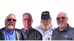 NPTC Driver Hall of Fame inductees are (from left) Claude Cook, Shaw Industries Group Inc.; Christopher Nelson, Baxter Healthcare Corporation; Ronald Mahar, Walgreen Oshkosh Inc. assigned by CPC Logistics, Inc.; and William Steele, Unifi Manufacturing Inc.