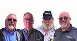 NPTC Driver Hall of Fame inductees are (from left) Claude Cook, Shaw Industries Group Inc.; Christopher Nelson, Baxter Healthcare Corporation; Ronald Mahar, Walgreen Oshkosh Inc. assigned by CPC Logistics, Inc.; and William Steele, Unifi Manufacturing Inc. NPTC Driver Hall of Fame inductees are (from left) Claude Cook, Shaw Industries Group Inc.; Christopher Nelson, Baxter Healthcare Corporation; Ronald Mahar, Walgreen Oshkosh Inc. assigned by CPC Logistics, Inc.; and William Steele, Unifi Manufacturing Inc.