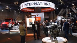 The S13 Integrated Powertrain takes a front-and-center position at International Truck&rsquo;s CONEXPO-CON/AGG 2023 exhibit space.